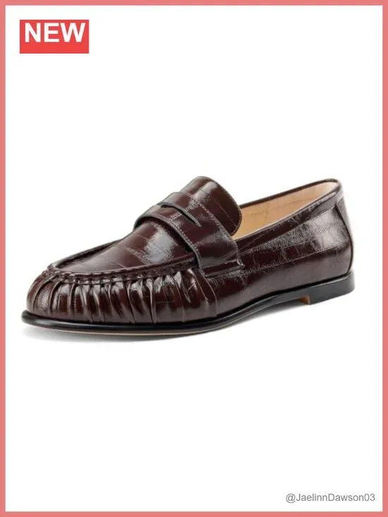 NobleOnly Women's Penny Loafers Comfort Faux Leather Flat Shoes Dressy Slip-On