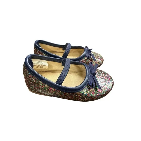 Gymboree Glitter Mary Jane Flats Toddler Girls Size 5 Navy‎ Blue Sparkle Shoes