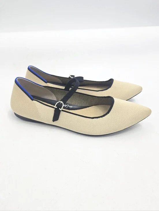 Rothy's‎ Mary Jane II Flats Sandstone Black Trim 10.5