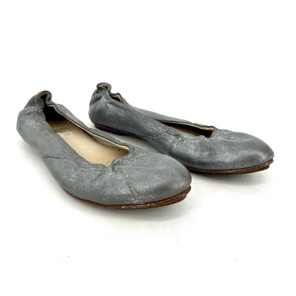 Sorel Skimmer silver metallic‎ leather ballet flat pumps (6)