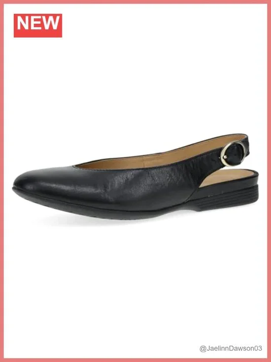 Leather Slingback Flats with Memory Foam Cushioned Insole