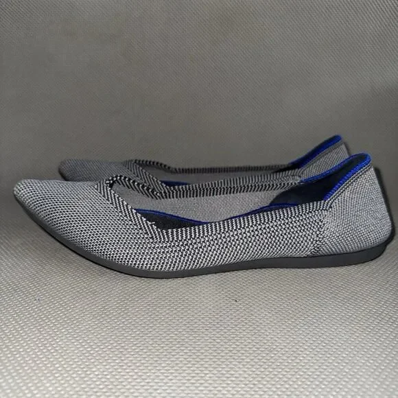 Rothy’s The Point Cloud Gray Birdseye Knit Pointed Toe Flats Womens Size 6