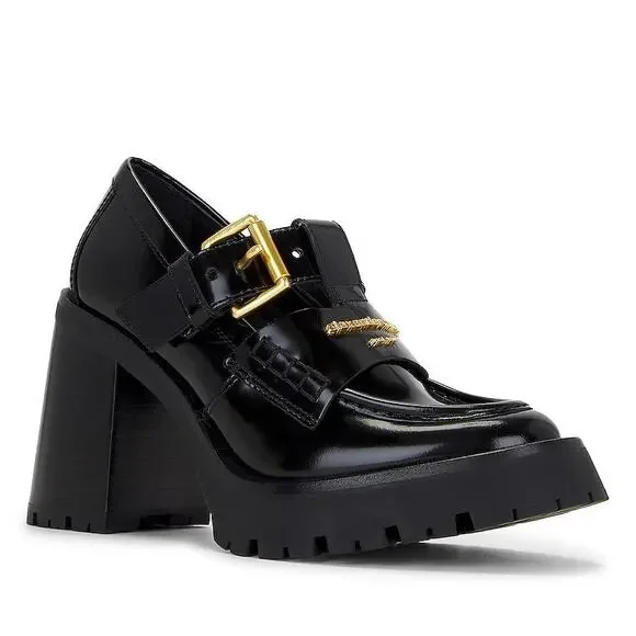 Alexander Wang Carter Platform Chunky Loafer Pump Leather Y2K Fall Statement 7.5