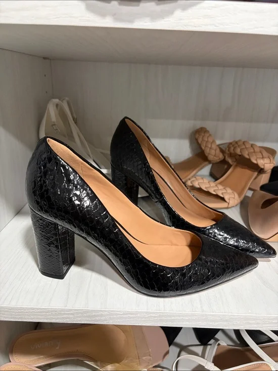 Jessica Simpson Faux-Snakeskin Block Heel Pumps