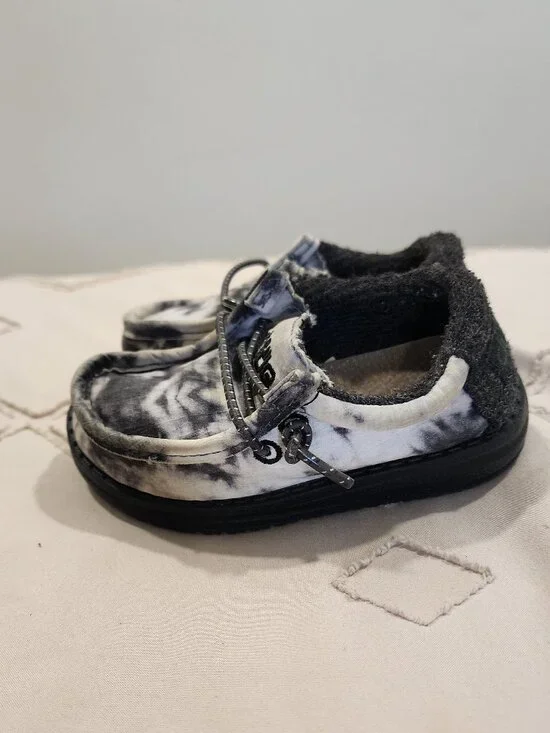 Hey Dude Wally Black and White Marble - Toddler size 6