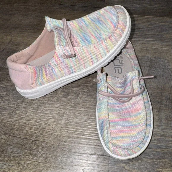 Hey Dude Wendy Youth Sox Pastels Rainbow Knit Slip On Shoes Kids‎ Size 2