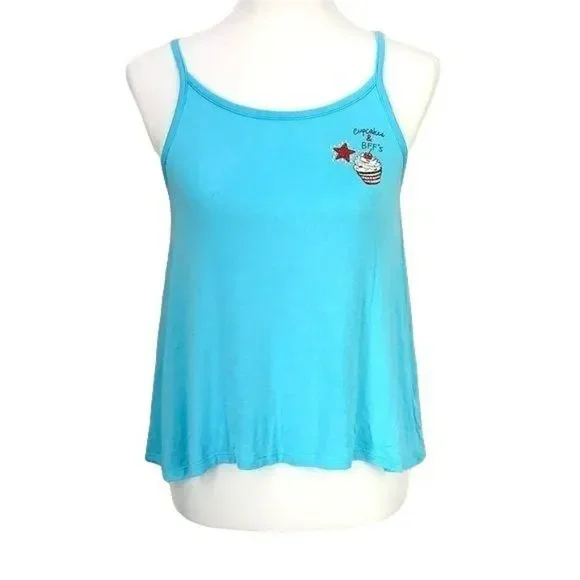 Justice open vback blue 14 tanktop Cupcake and‎ BFF
