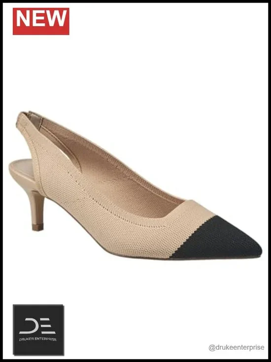 Slingback Kitten Heels Pointed Toe Mid Heel Women's Pumps