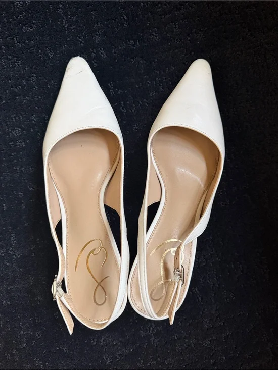 Sam Edelman White Pointed Slingback Heels