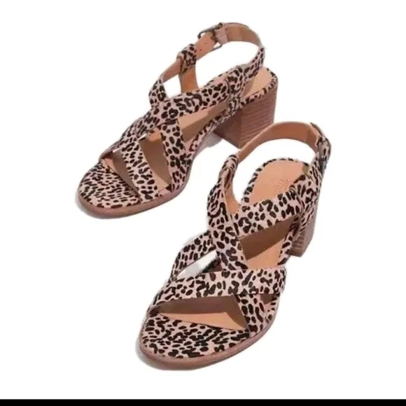Madewell Womens Tan Alyssa Sandal in Spotted Calf Hair 7