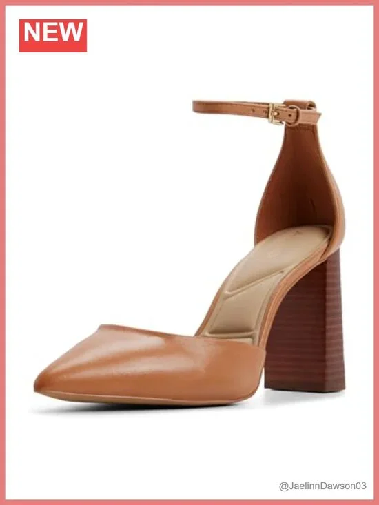 ALDO Women's Millgate Leather Block Heel Pumps with Ankle Strap