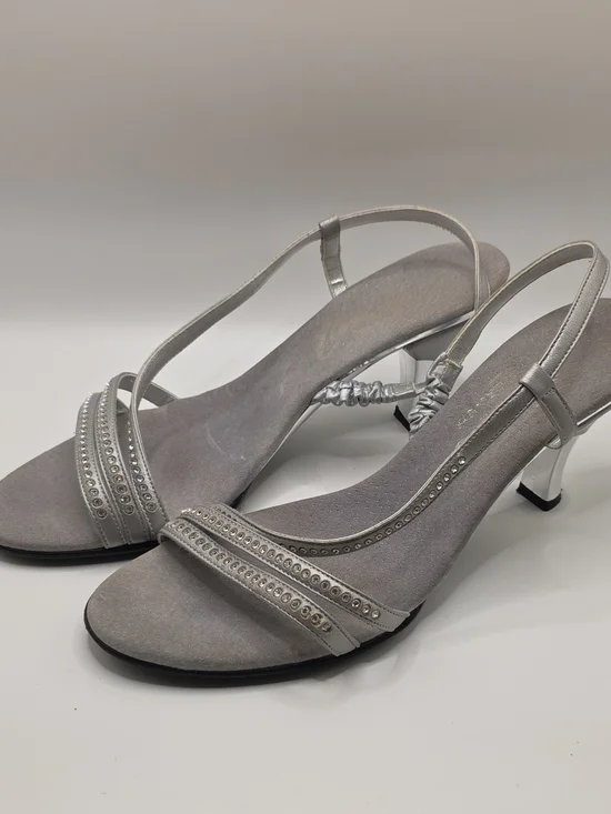 Onex Silver Strappy Short Heel Sandals US Size 8