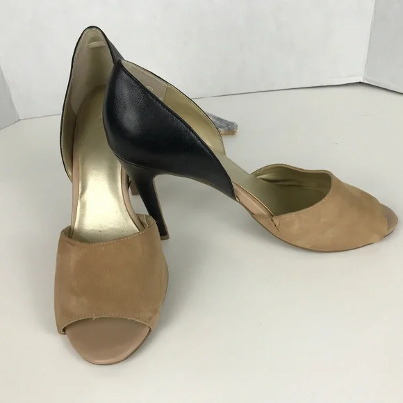 Levity Tan suede, Blk leather Sz 9M heels