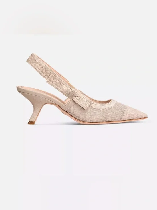 J'Adior Slingback Pump Transparent Mesh and Nude Plumetis