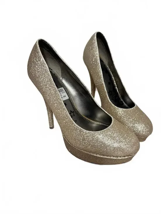 BRASH Gold Glitter Platform Stiletto Pumps Women's Size 9