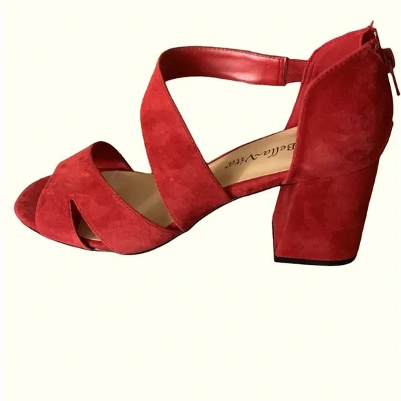Bella Vita Korrine NWT  heeled sandal, red kidskin leather , size 10W