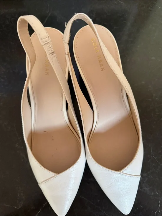Cole Haan Ivory Pointed-Toe Slingback Pumps