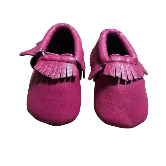 Romirus Baby Moccasins Toddler Shoes Fuchsia Pink‎ Magenta Fringe Size 1 Kidcore