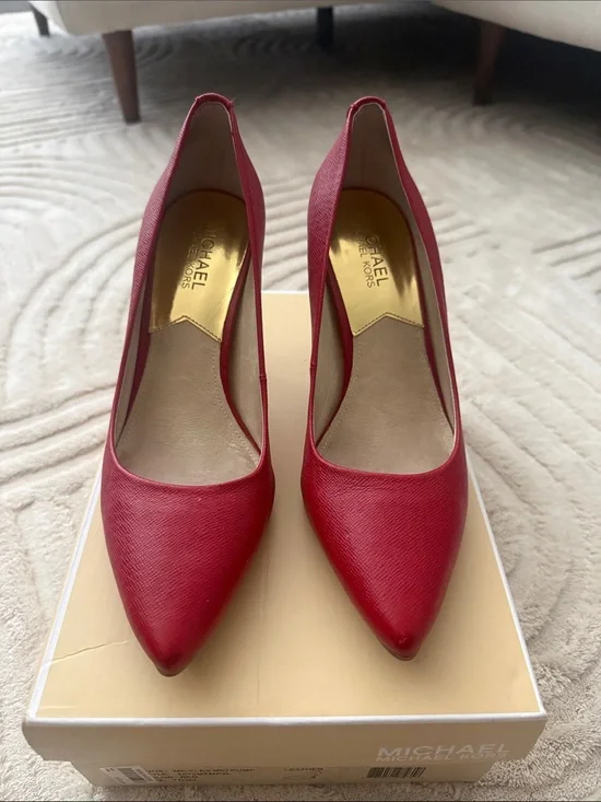 Michael Kors Red Pointed Leather Stiletto Pumps