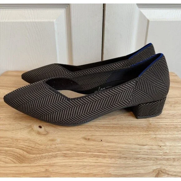 Rothy’s The High Point Block Heel Brown Herringbone size 12.5 Shoes