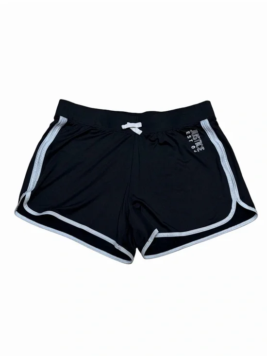 Justice Girls XL Plus 16P 18P Black Dolphin Running Shorts White Trim Athletic