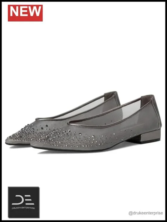 Anne Klein Rhinestone Mesh Slip-On Pointed Toe Block Heels
