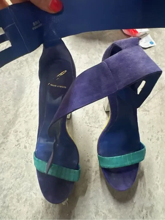 Brian Atwood Suede Heels - Blue Teal Colorful Size 8