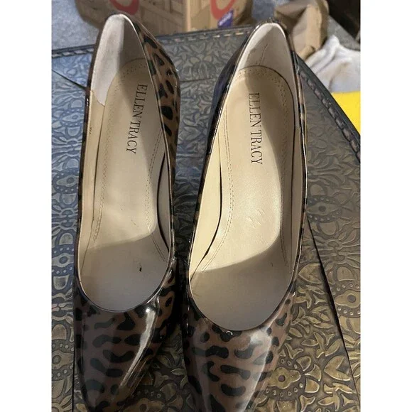 Ellen Tracy Animal Print Patent Leather Cody Pumps Size 7 Gifts for Her