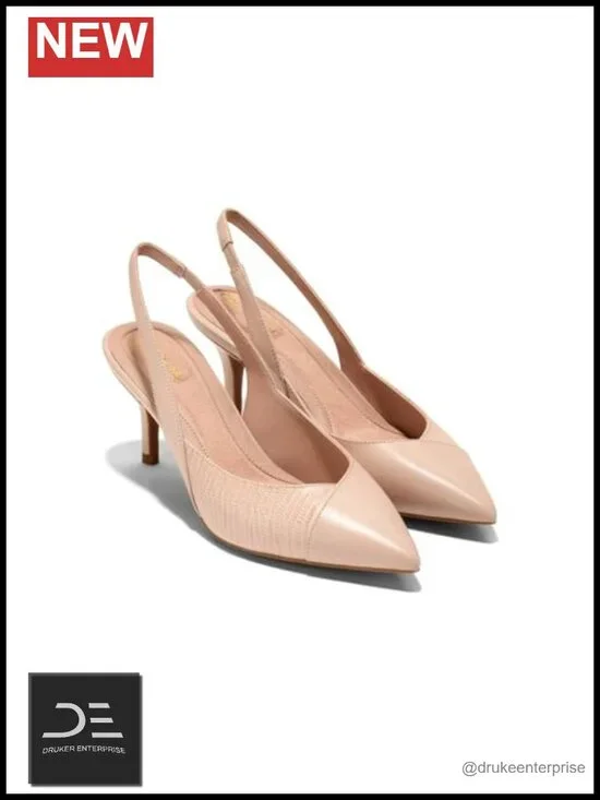 Leather Slingback Pumps High Heel Stiletto Closed Toe Women's Shoes