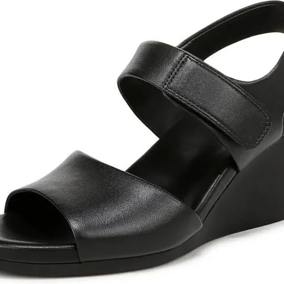 Naturalizer Womens Imani Wedge Sandal Black Leather 11 M