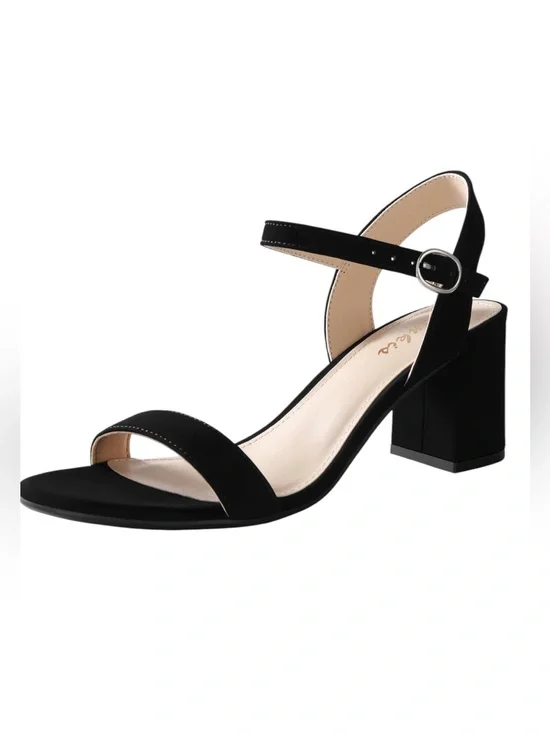 Ankis strappy open toe black 2.5” block heel sandals Size 10