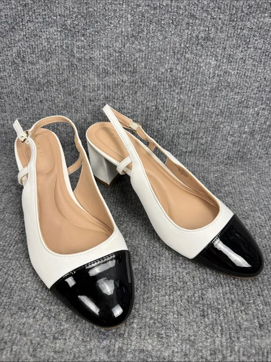 Kelly & Katie Two-Tone Slingback Pumps in White and Black Size 8M