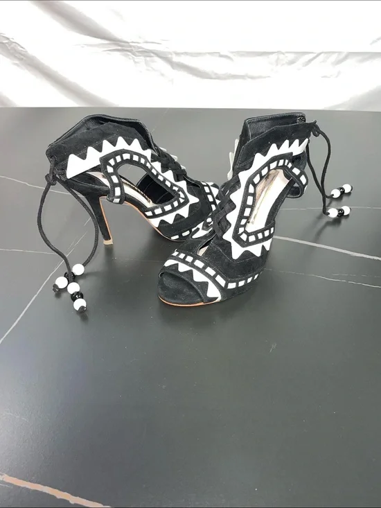 SOPHIA WEBSTER RIKO SUEDE AND LEATHER HEELS FTL-08-200