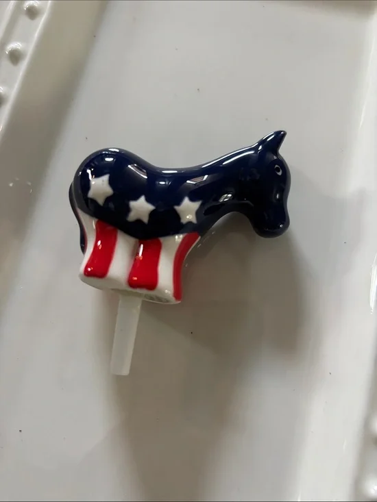 Patriotic Donkey Ceramic Accent - Blue, Red & White NWOT Cake topper USA!