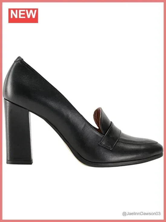 Chunky Block Heel Pumps Suede Loafer Slip On Women's Shoes Round Toe Handmade