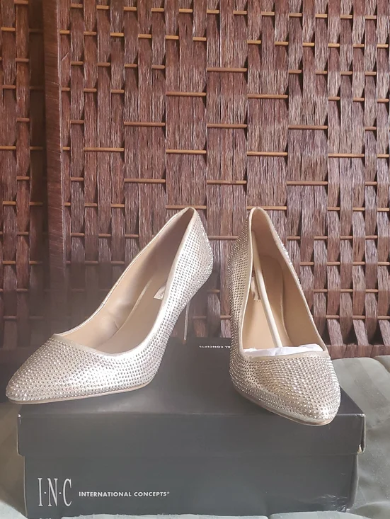 INC International Concepts Gold Rhinestone Pointed Pumps