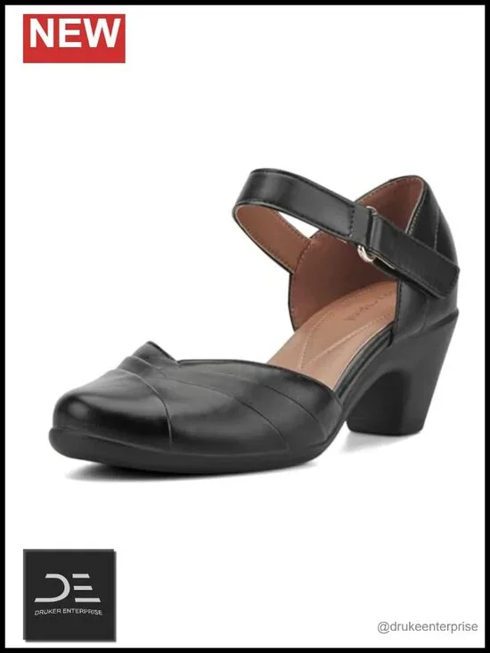 Women's Comfortable Pumps with Adjustable Hook-and-Loop Closure and Cushioned