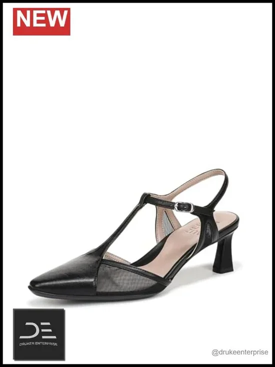 Naturalizer Torin Pump Adjustable Buckle T-Strap Slingback Flared Heel 2.13