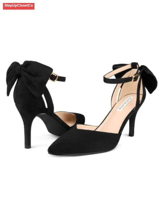 Closed Toe Bow Kitten Heels Pumps, 3.15