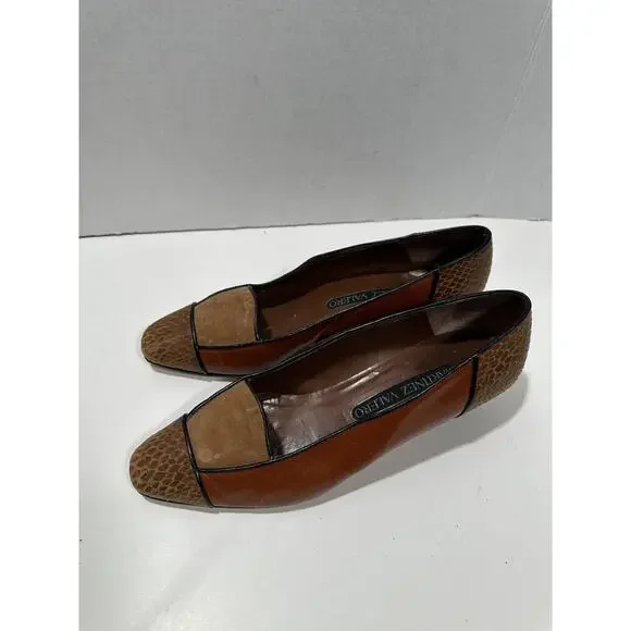 Martinez Valero Shoe Women‎ Pumps Brown Suede Leather Heels 8 Spain Vintage 80’s