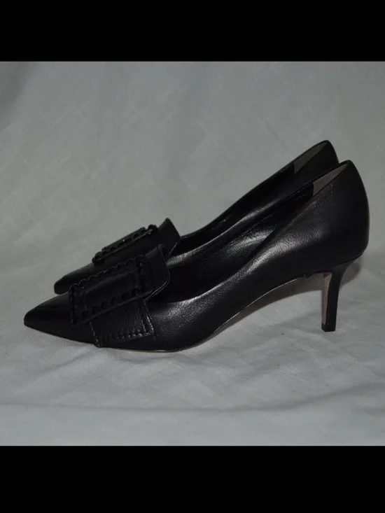 Sz 6.5 Kennel Schmenger Black Leather Buckle Detail Pumps Heels