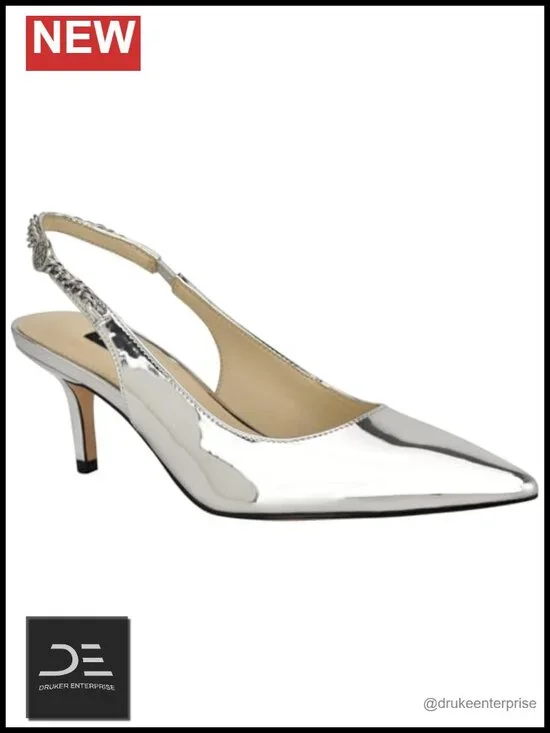 Nine West Annae Kitten Heel Slingback Pumps Pointy Toe Slip-On Dress Shoes