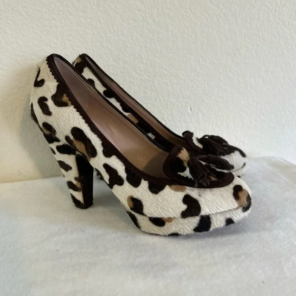 L'Autre Chose Leopard Print calf hair heels Size 36 5.5 US