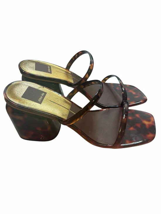 Dolce‎ Vita Tortoise Shell Resin Block Heel Slide Sandals Women’s Size 10