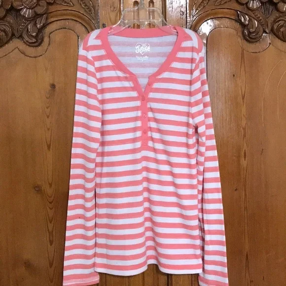 Justice Girls Henley Style Long Sleeved Tee