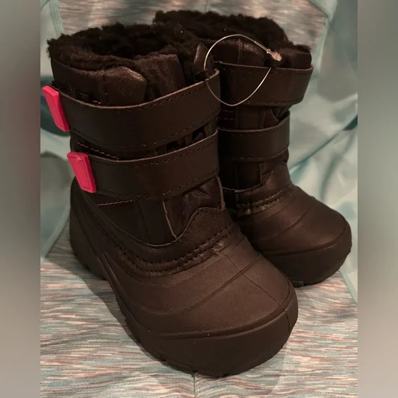 WONDER NATION Snow Winter Boots Velcro straps Toddler Girl sz 7 NEW