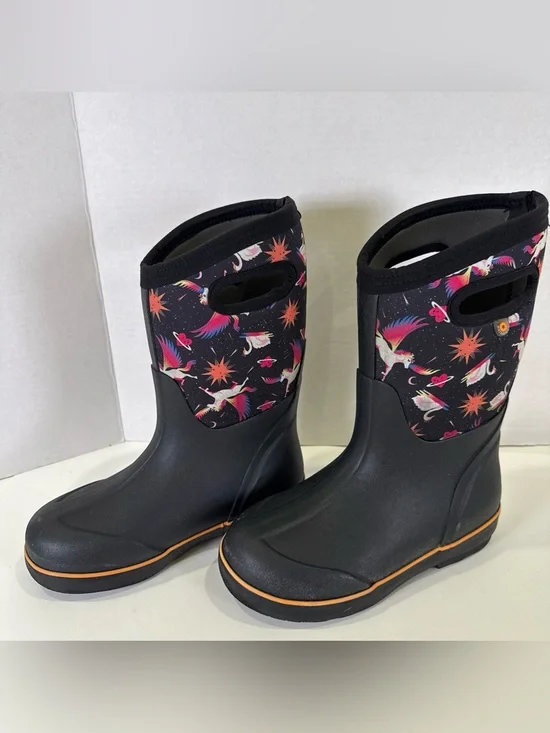 Bogs Kids Classic II S-PEG Pegasus Black Waterproof High Boots Youth Size 3
