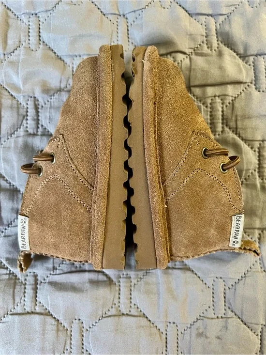 BearPaw Kids Tan Suede Lace-Up Moccasin Boots