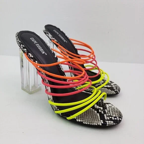Cape Robbin Fia Womens  7.5 Neon Multi Colored Slip On Party 4.5