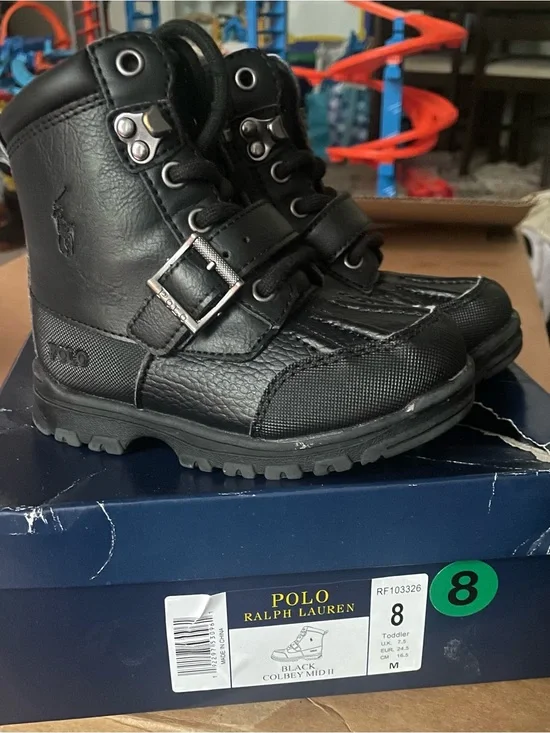 Polo by Ralph Lauren Toddler Black Lace-Up Buckle Boots